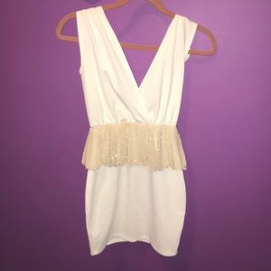 White sparkle peplum dress